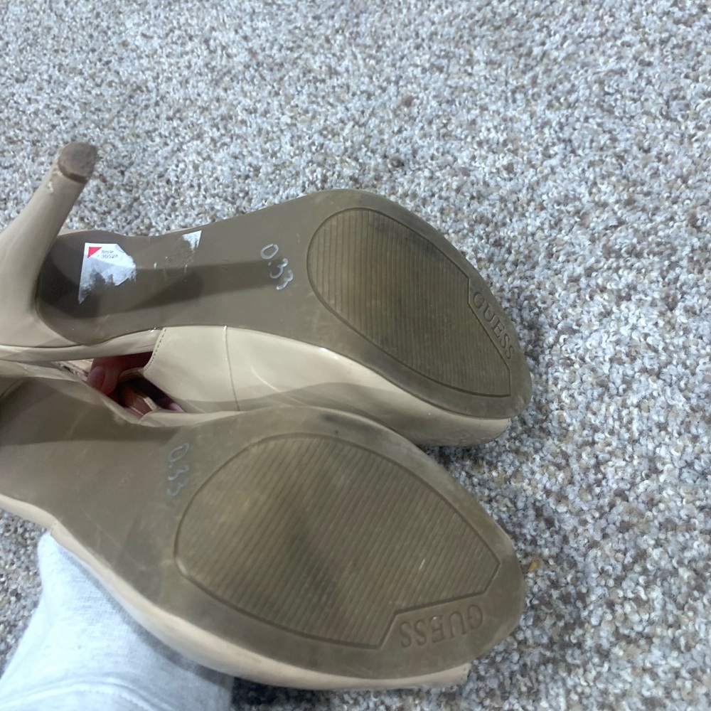 Guess Nude Slingback Peep Toe Platform Heels - Picture 2 of 4